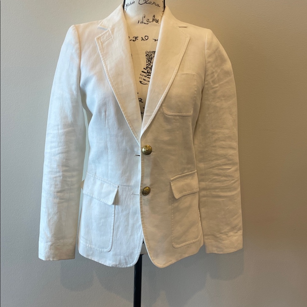 J. Crew White Linen Women's Blazer -2